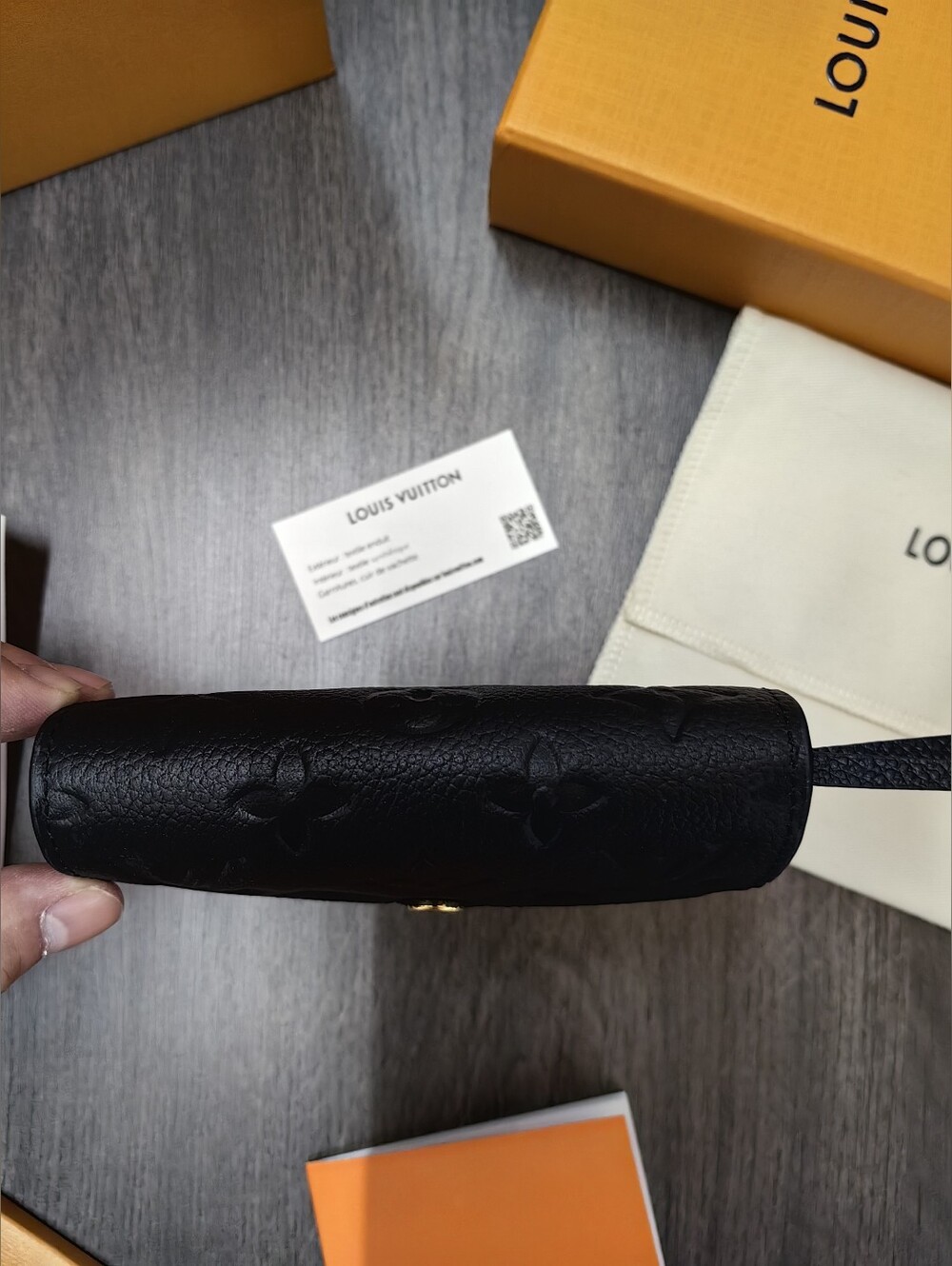 Louis Vuitton Black Embossed Monogram Envelope Wallet with Gold Snap - Picture 5 of 14